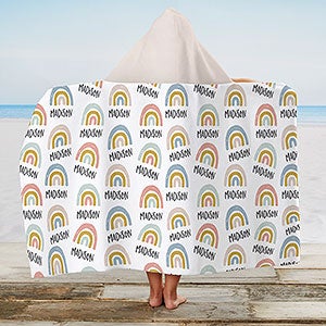 Boho Rainbow Personalized Kids Hooded Beach  Pool Towel - 30949