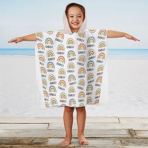 Boho Rainbow Personalized Kids Poncho Beach  Pool Towel - 30951