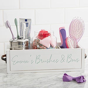 Simple and Sweet Personalized Wood Bathroom Storage Box - 30965