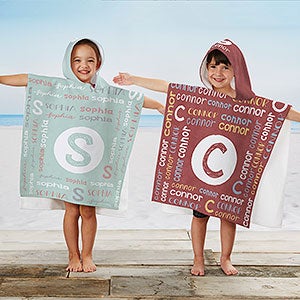 Youthful Name Personalized Kids Poncho Beach  Pool Towel - 30982