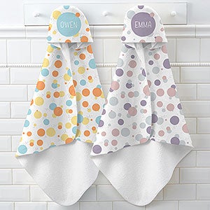 Stencil Polka Dots Personalized Baby Hooded Towel - 31034