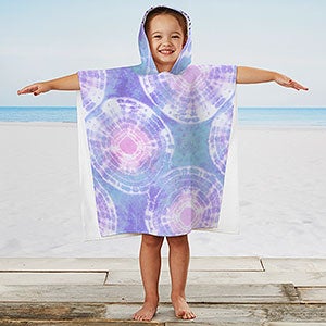 Pastel Tie Dye Personalized Kids Poncho Beach  Pool Towel - 31046