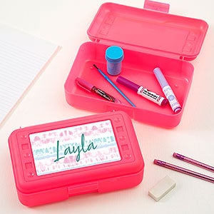 Pastel Tie Dye Personalized Pink Pencil Box - 31083-P