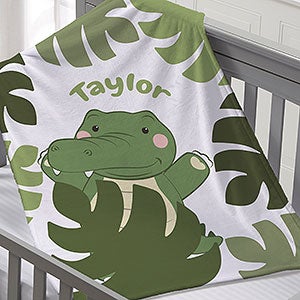 Jolly Jungle Alligator Personalized 30x40 Fleece Baby Blanket - 31146-SF