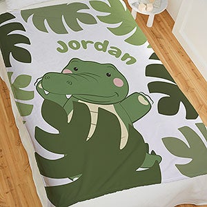 Jolly Jungle Alligator Personalized 60x80 Fleece Baby Blanket - 31146-L