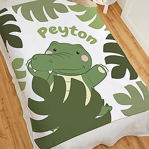 Jolly Jungle Alligator Personalized 50x60 Sherpa Baby Blanket - 31146-S