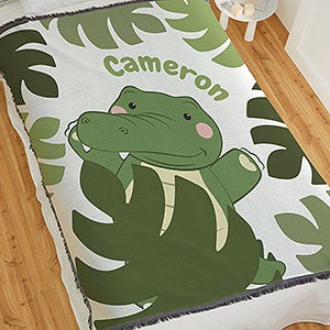 Jolly Jungle Alligator Personalized 56x60 Woven Baby Throw - 31146-A