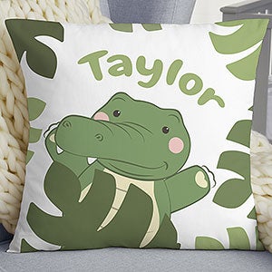 Jolly Jungle Alligator Personalized 18 Baby Throw Pillow - 31148-L