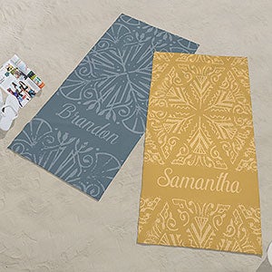 Stamped Pattern Personalized 35x72 Beach Towel - 31218-L