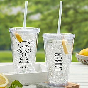Stick Figure Family Personalized 17 oz. Insulated Acrylic Tumbler for Her - 31226