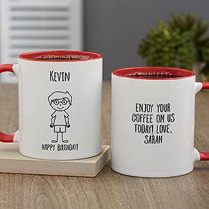 Stick For Him Characters Personalized Coffee Mug 11oz.- Red - 31227-R
