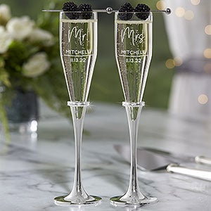 personalized gold champagne flutes