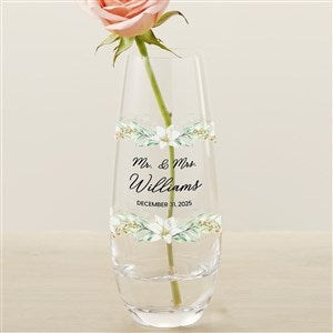 White Magnolia Floral Personalized Wedding  Bud Vase - 31279