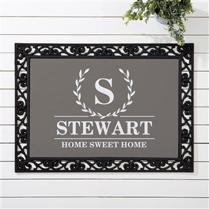Laurel Wreath Personalized Monogram Doormat 18x27 - 31282