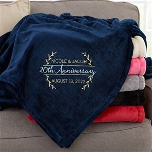 Laurel Wreath Anniversary Personalized 60x80 Navy Fleece Blanket - 31311-LN