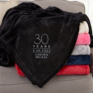 Modern Anniversary Personalized 60x80 Black Fleece Blanket - 31313-LB
