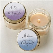 Watercolor Bridesmaid Proposal Personalized Mason Jar Candle - 31323