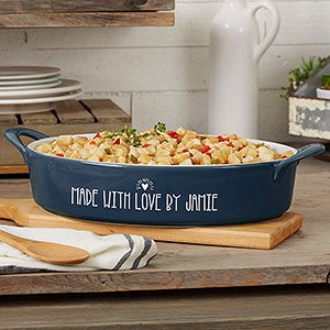 Made With Love Personalized Oval Baking Dish - Navy - 31336N-O