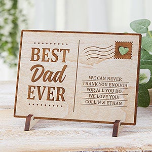 Best Dad Ever Personalized Wood Postcard-Whitewash - 31363-W