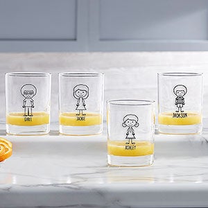 Family Stick Figure Personalized 14 oz. Short Drinking Glass - 31389-S
