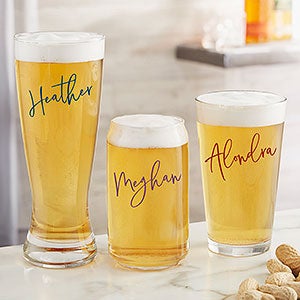 Trendy Script Name Personalized Printed 16oz Beer Can Glass