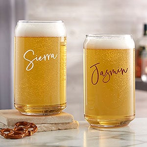 Trendy Script Name Personalized Printed 16oz Beer Can Glass - 31396-B