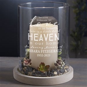 Heaven in Our Home Personalized Memorial Hurricane with Whitewashed Wood Base - 31466