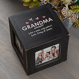 Floral Mom philoSophies Personalized Photo Cube - Black - 31477-B