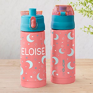 Moon  Stars Personalized 13oz Reduce Frostee Water Bottle - Coral - 31580-P