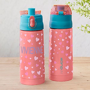 Hearts Personalized 13oz Reduce Frostee Water Bottle - Coral - 31581-P