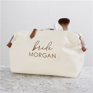 Bridal Party Personalized Vegan Leather Makeup Bag - White - 31588-W