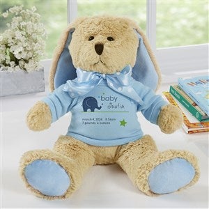 New Arrival Personalized Baby Tan Plush Bunny-Blue - 31596-B