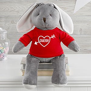 My Valentine Personalized Grey Plush Bunny - 31597-G