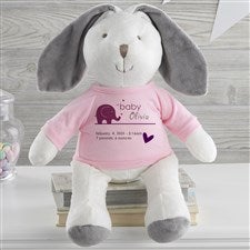 New Arrival Personalized Baby  White Plush Bunny-Pink - 31598-WP