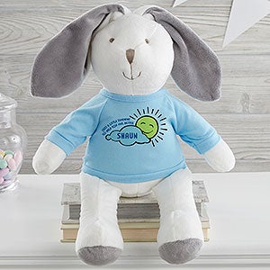 Get Well Personalized  White Plush Bunny-Blue - 31639-WB