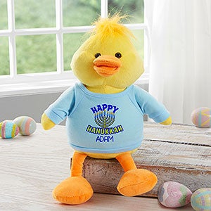 Happy Hanukkah Personalized Plush Duck- Blue - 31676-B