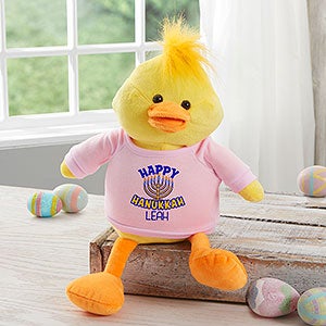 Happy Hanukkah Personalized Plush Duck- Pink - 31676-P