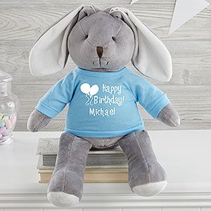 Personalized Plush Bunny - Happy Birthday - Grey - 31690-G