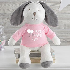 Personalized Plush Bunny - Happy Birthday - White - 31690-W