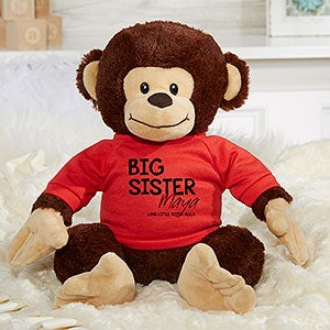 Personalized Plush Monkey - Big Sister - Red - 31699-R