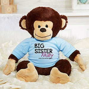 Personalized Plush Monkey - Big Sister - Blue - 31699-B