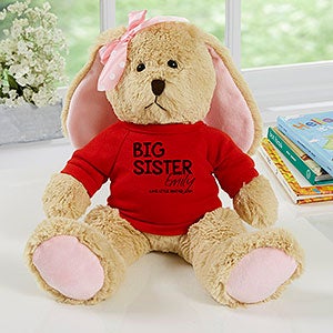 Personalized Tan Plush Bunny - Big Sister - Red - 31702-PR