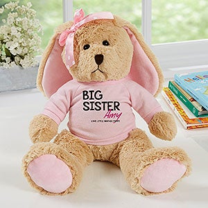 Personalized Tan Plush Bunny - Big Sister - Pink - 31702-PP