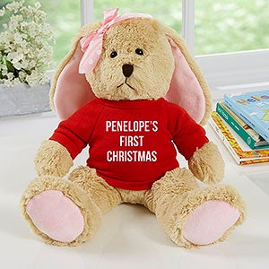 First Christmas Personalized Tan Plush Bunny - Pink - 31732-P