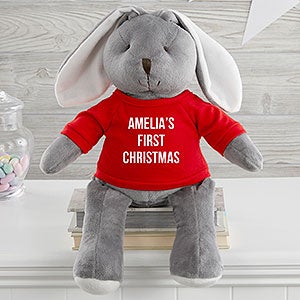 First Christmas Personalized Grey Plush Bunny - 31733-G