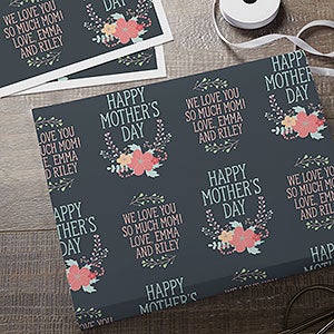 Mothers Day Floral Personalized Wrapping Paper Sheets - Set of 3 - 31785-S