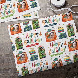 Birthday Celebration Personalized Photo Wrapping Paper Sheets - Set of 3 - 31790-S