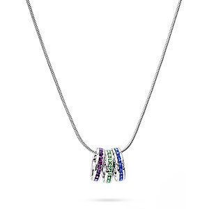 Stackable Birthstone Eternity Charm Necklace - Silver - 31858D-S