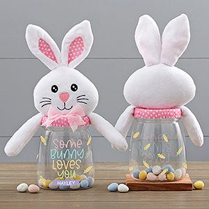 Some Bunny Loves You Personalized Easter Bunny Candy Jar - Pink - 31878-P