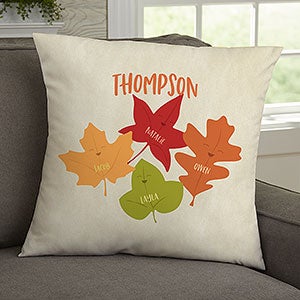 Fall Family Leaf Character Personalized 18x18 Throw Pillow - 31896-L